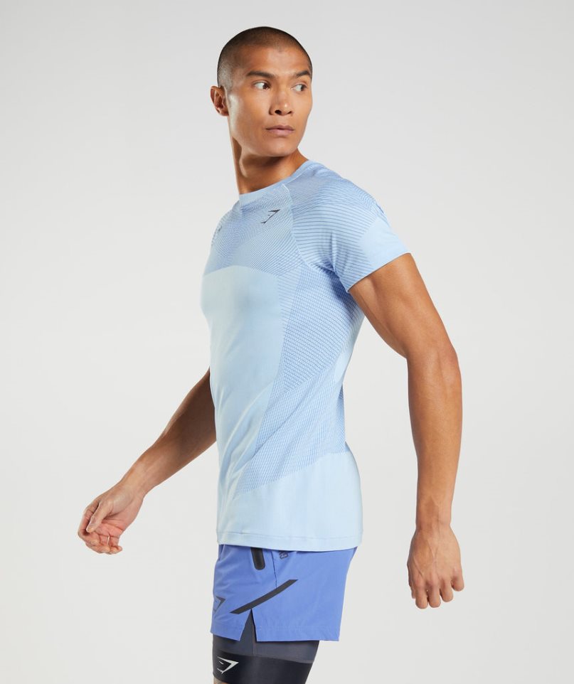 Men's Gymshark Apex Seamless T-Shirts Light Blue | CA 015ND8